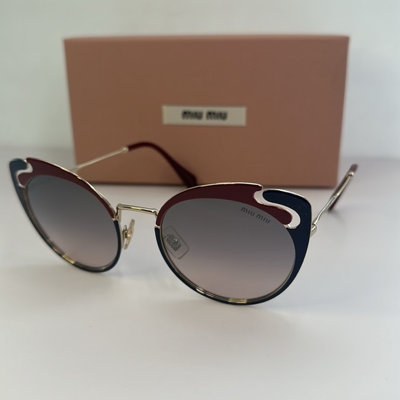 💯- New Authentic Miu Miu MU 57TS HB5GR0* 3N Metal Women Noir sunglasses - Picture 8 of 16
